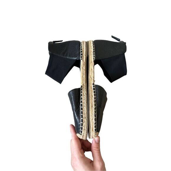 Eileen Fisher Coy Black Leather Espadrille Flats Size 9 - Picture 7 of 11